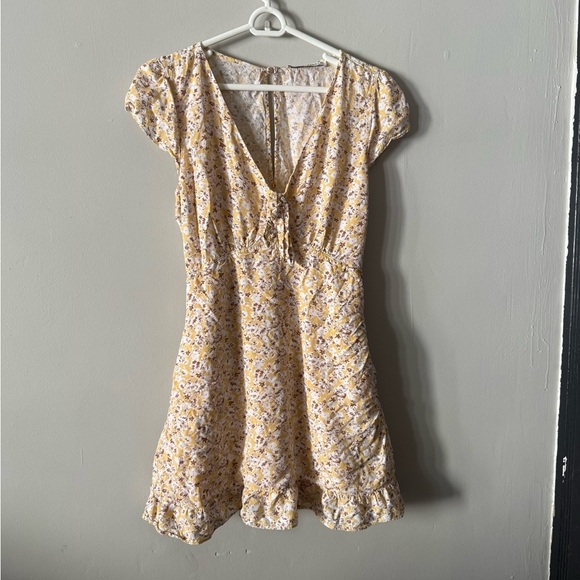 Abercrombie & Fitch Dresses & Skirts - Abercrombie & Fitch Floral Mini Dress Yellow Brown White Size M Pockets